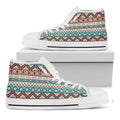 Navajo Geometric Pattern Print White High Top Sneakers