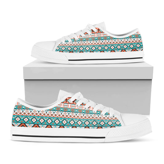 Pendleton Navajo Geometric Pattern Print White Low Top Shoes