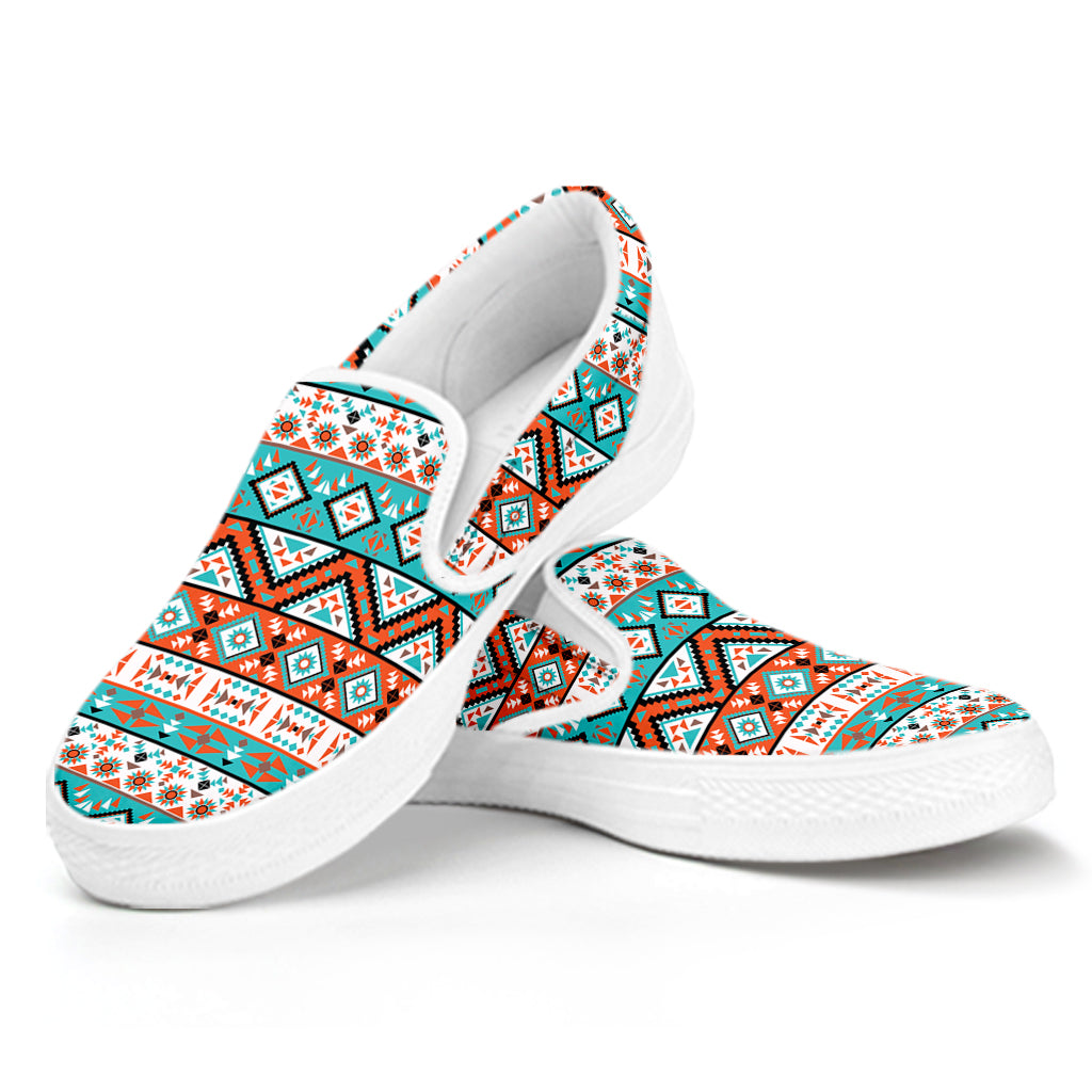 Pendleton Navajo Geometric Pattern Print White Slip On Shoes