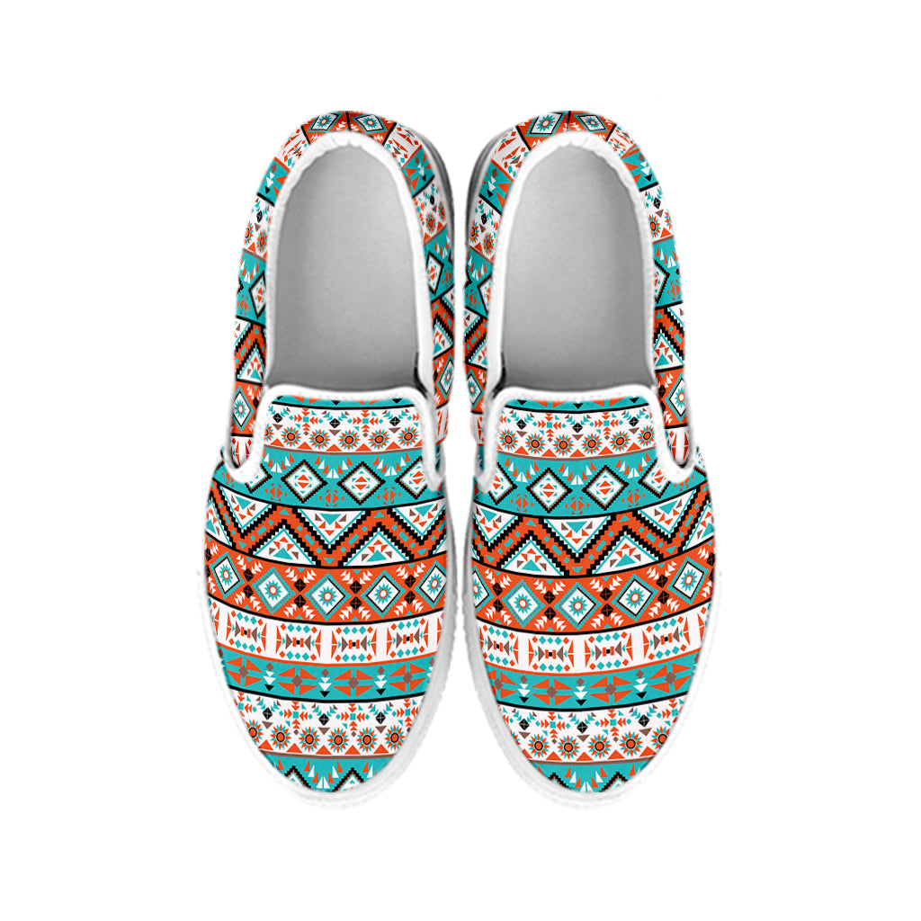 Pendleton Navajo Geometric Pattern Print White Slip On Shoes