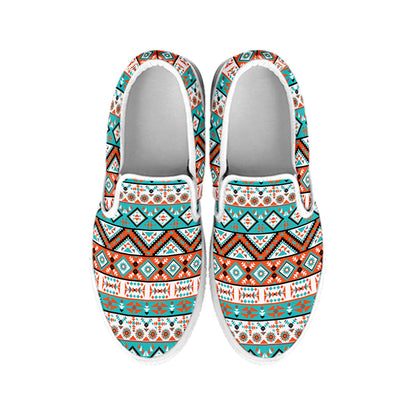 Pendleton Navajo Geometric Pattern Print White Slip On Shoes