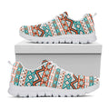 Navajo Geometric Pattern Print White Running Shoes