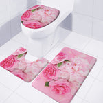 Peony And Rose Print 3 Piece Bath Mat Set