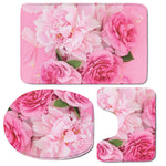 Peony And Rose Print 3 Piece Bath Mat Set