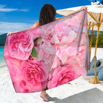 Peony And Rose Print Beach Sarong Wrap