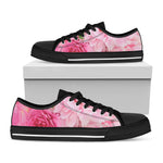 Peony And Rose Print Black Low Top Shoes 