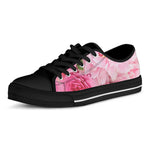 Peony And Rose Print Black Low Top Shoes 