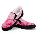 Peony And Rose Print Black Slip On Sneakers