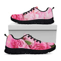 Peony And Rose Print Black Running Shoes