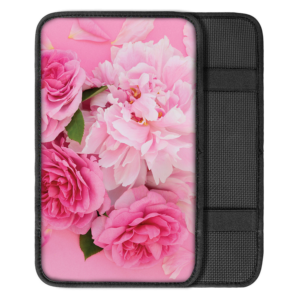 Peony And Rose Print Car Center Console Cover