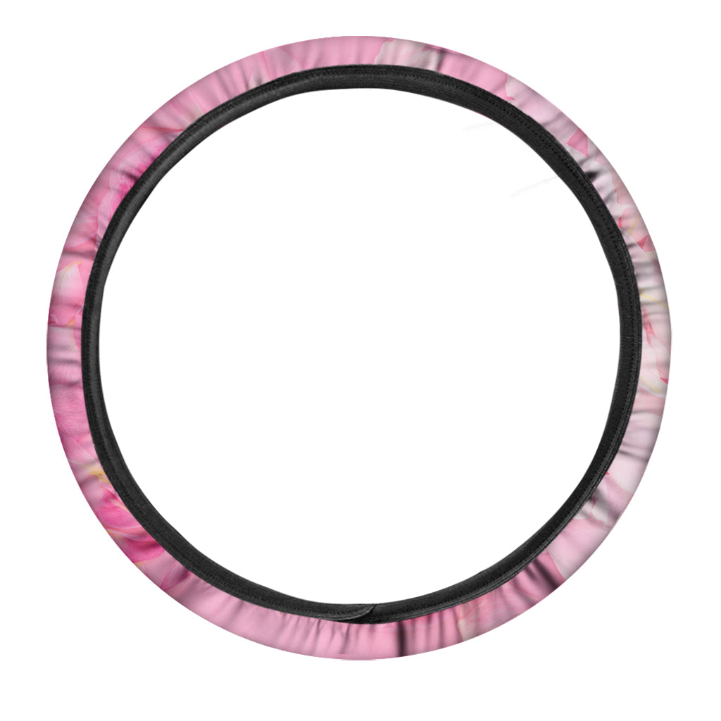 Peony And Rose Print Car Steering Wheel Cover