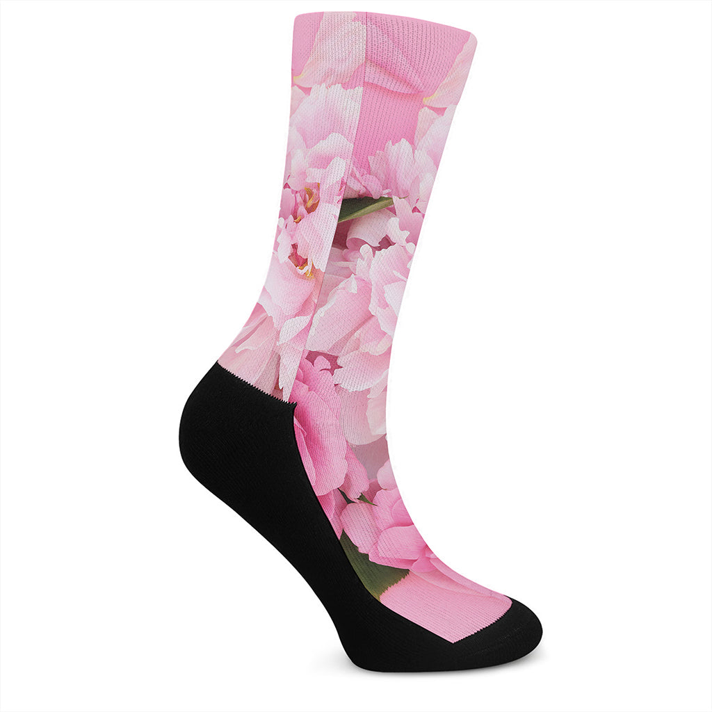 Peony And Rose Print Crew Socks