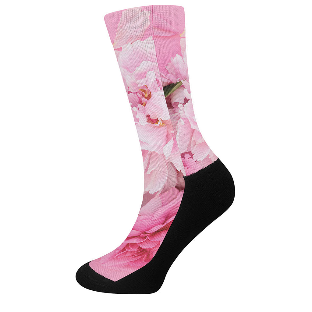 Peony And Rose Print Crew Socks