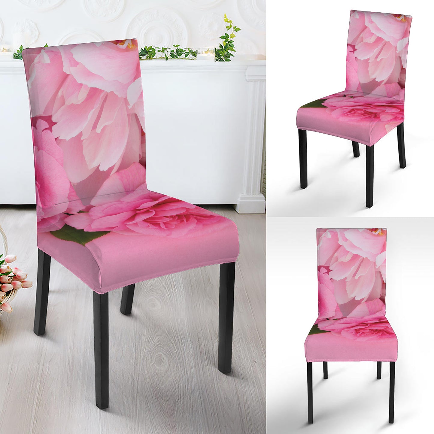 Peony And Rose Print Dining Chair Slipcover
