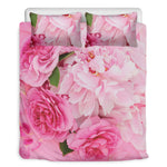 Peony And Rose Print Duvet Cover Bedding Set