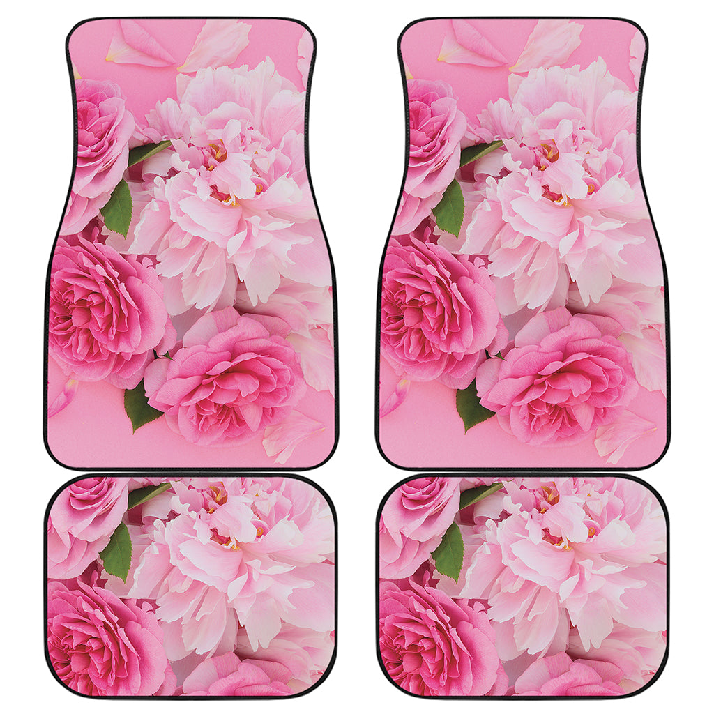 Peony And Rose Print Front and Back Car Floor Mats