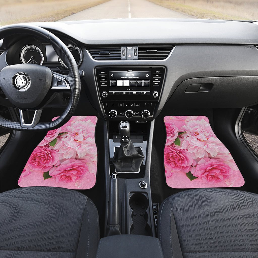 Peony And Rose Print Front and Back Car Floor Mats