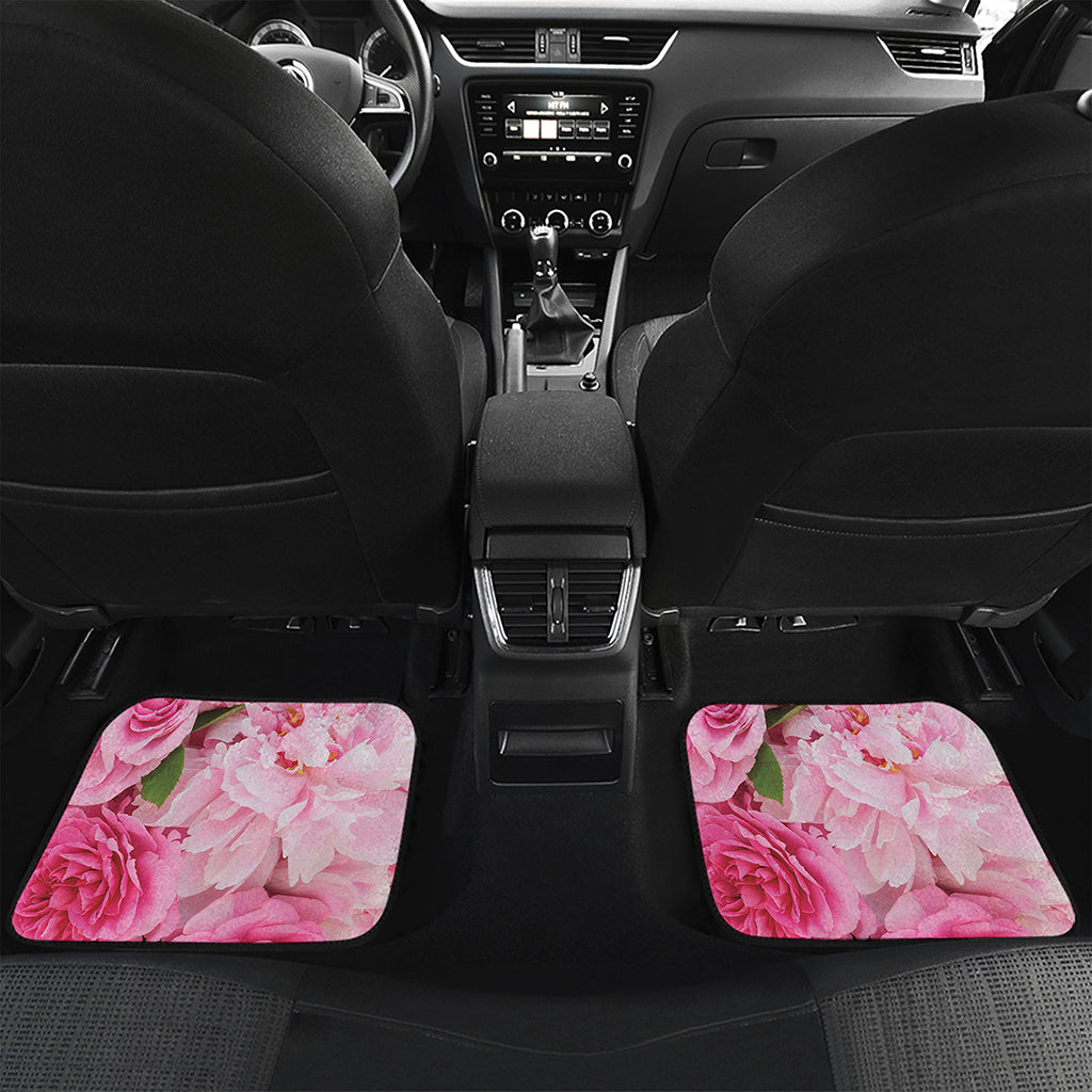 Peony And Rose Print Front and Back Car Floor Mats