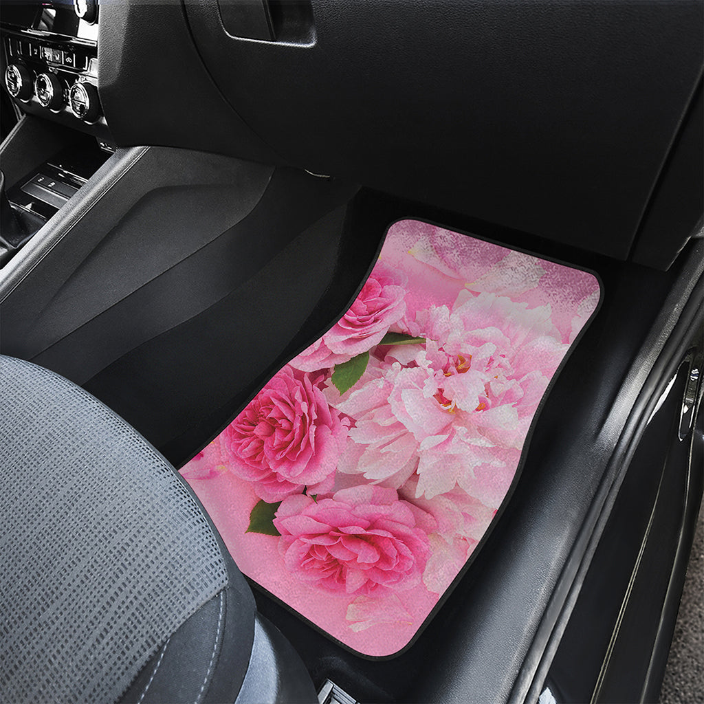 Peony And Rose Print Front and Back Car Floor Mats