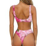 Peony And Rose Print Front Bow Tie Bikini