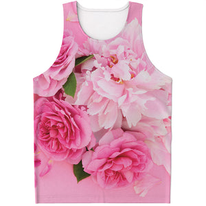 Peony And Rose Print Men's Tank Top