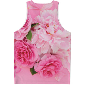 Peony And Rose Print Men's Tank Top