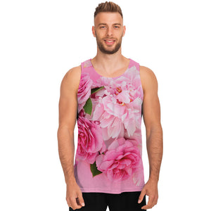 Peony And Rose Print Men's Tank Top