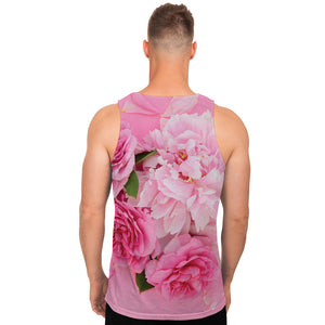 Peony And Rose Print Men's Tank Top