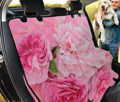 Peony And Rose Print Pet Car Back Seat Cover