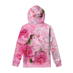 Peony And Rose Print Pullover Hoodie