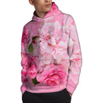 Peony And Rose Print Pullover Hoodie