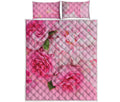 Peony And Rose Print Quilt Bed Set