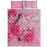 Peony And Rose Print Quilt Bed Set