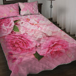 Peony And Rose Print Quilt Bed Set