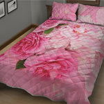Peony And Rose Print Quilt Bed Set