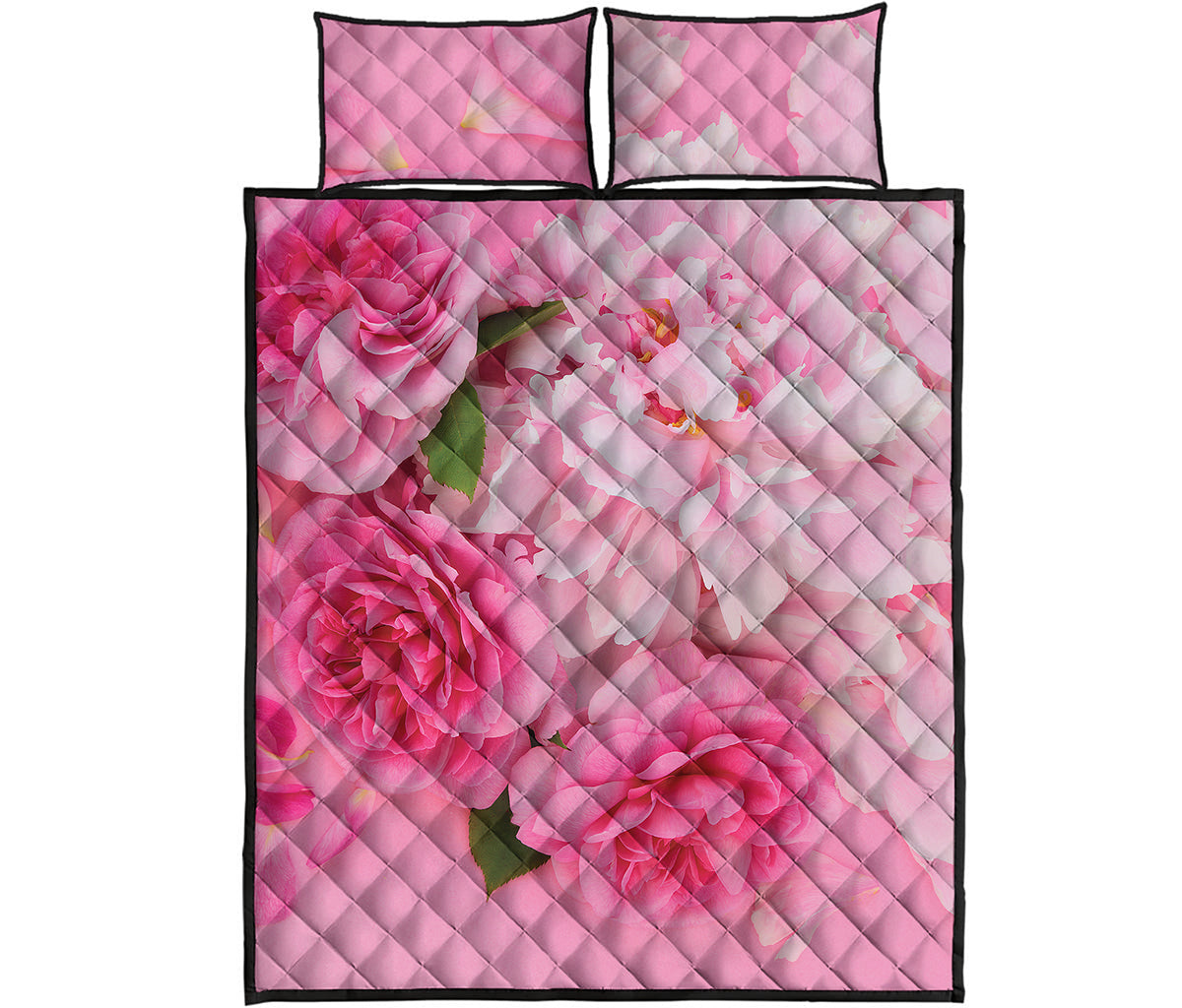 Peony And Rose Print Quilt Bed Set