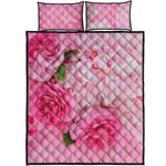 Peony And Rose Print Quilt Bed Set