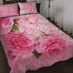 Peony And Rose Print Quilt Bed Set