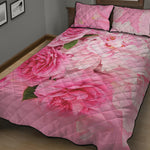 Peony And Rose Print Quilt Bed Set