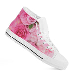 Peony And Rose Print White High Top Shoes