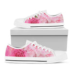 Peony And Rose Print White Low Top Shoes