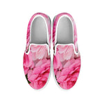 Peony And Rose Print White Slip On Shoes