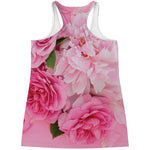 Peony And Rose Print Women's Racerback Tank Top