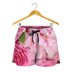 Peony And Rose Print Women's Shorts