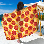 Pepperoni Pizza Print Beach Sarong Wrap