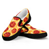 Pepperoni Pizza Print Black Slip On Shoes