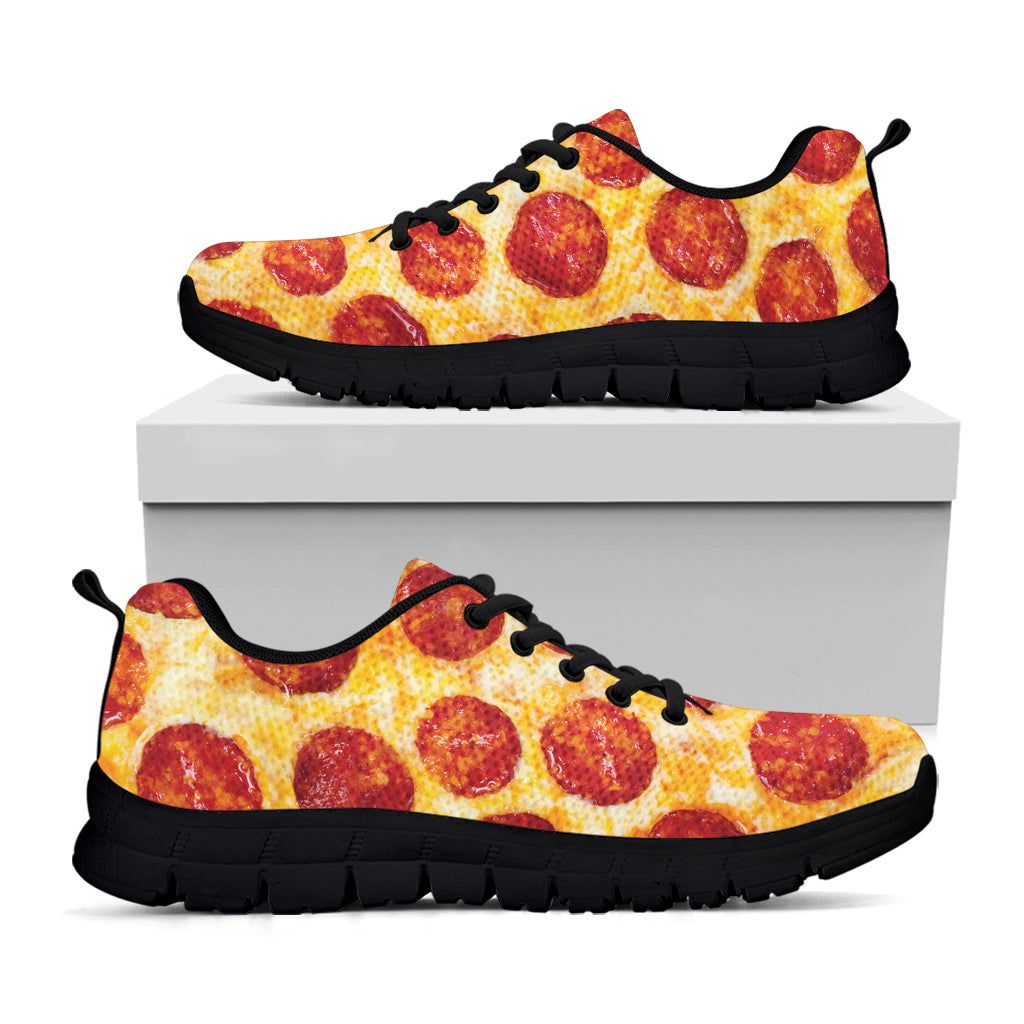 Pepperoni Pizza Print Black Sneakers