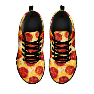 Pepperoni Pizza Print Black Sneakers