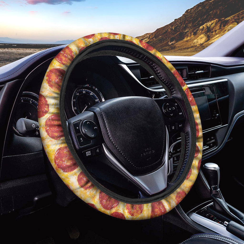 Pepperoni Pizza Print Car Steering Wheel Cover