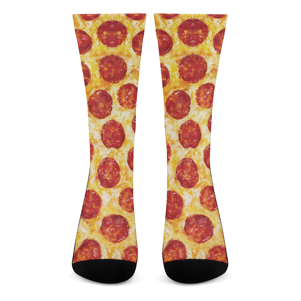 Pepperoni Pizza Print Crew Socks